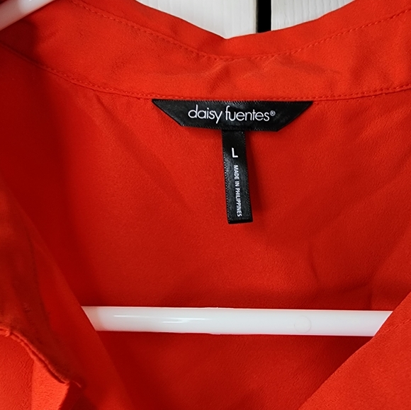 Daisy Fuentes Collar Button Down Tank Top Sz L - Picture 3 of 7